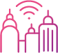 Skyscrapers with a WiFi signal icon